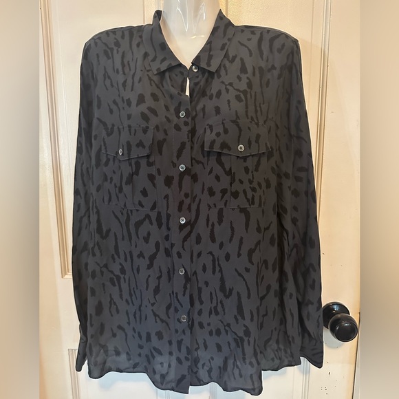 RAILS Rhett Ash Cheetah button down blouse Size medium gray and black - Picture 3 of 12